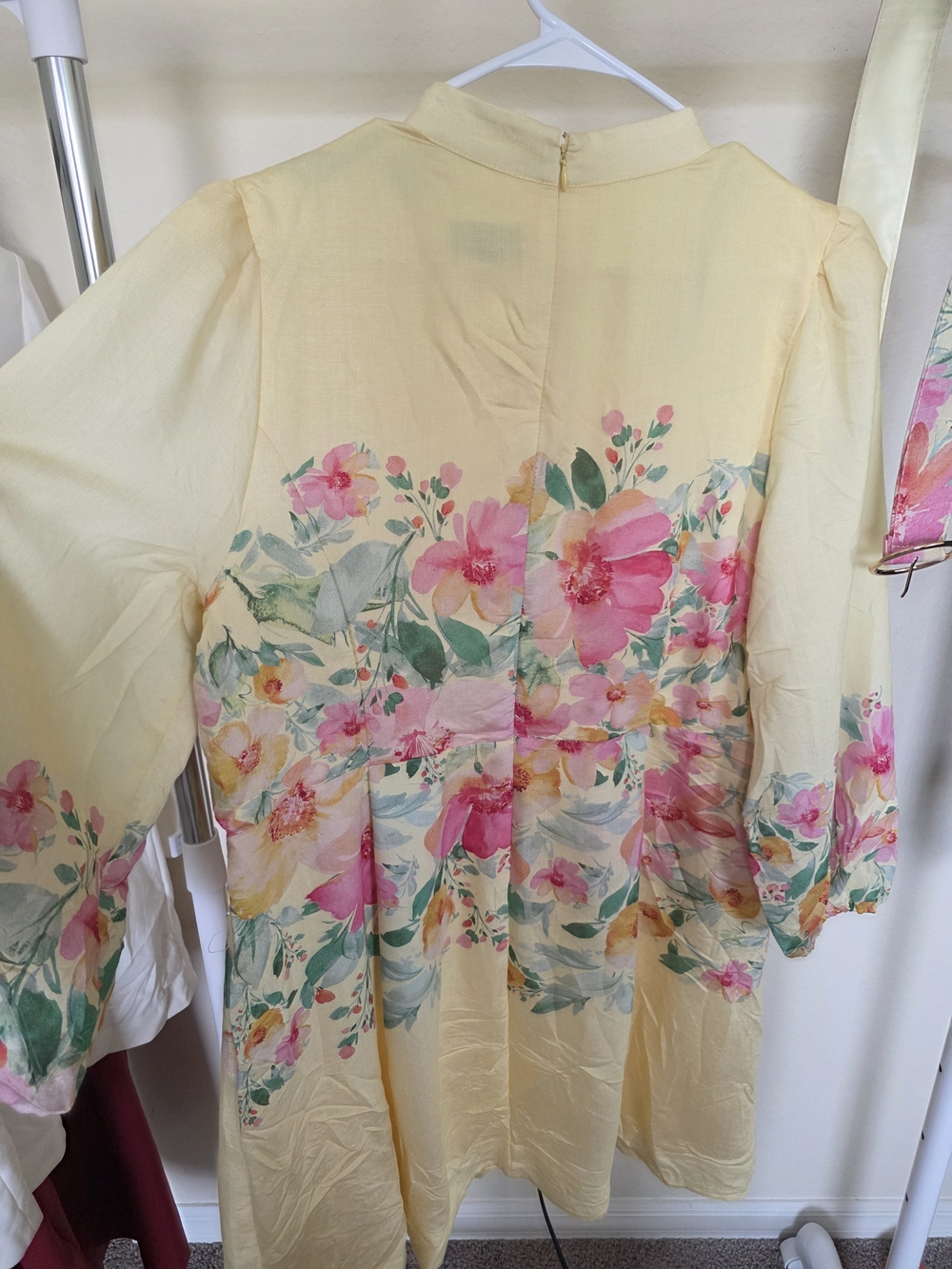 Tahari ASL Lemon Floral Belted Dress Pink Blooms Placed (Snag) 16W Long Sleeve - Picture 7 of 12